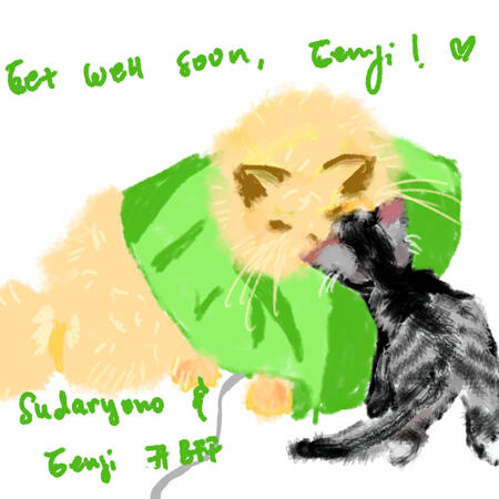 Two animals with a soft, cute, watercolor style.